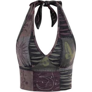 imageWomens Y2K Graphic Tie Backless Halter Top Slim Fit Sleeveless Camisole Crop Tops Going Out OutfitsPurple
