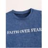 imageBoys Letter Print Graphic Tees Short Sleeve Vintage T Shirt Round Neck Summer Tops StreetwearBlue