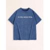 imageBoys Letter Print Graphic Tees Short Sleeve Vintage T Shirt Round Neck Summer Tops StreetwearBlue