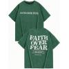 imageBoys Letter Print Graphic Tees Short Sleeve Vintage T Shirt Round Neck Summer Tops StreetwearGreen