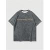 imageBoys Letter Print Graphic Tees Short Sleeve Vintage T Shirt Round Neck Summer Tops StreetwearGrey Letter