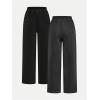 imageGirls 2 Pack Sweatpants Elastic Waist Wide Straight Leg Pants High Waisted Casual Baggy Jogger PantsGrey and Black
