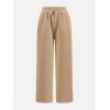 imageGirls 2 Pack Sweatpants Elastic Waist Wide Straight Leg Pants High Waisted Casual Baggy Jogger PantsKhaki Brown