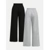 imageGirls 2 Pack Sweatpants Elastic Waist Wide Straight Leg Pants High Waisted Casual Baggy Jogger PantsMulticolor