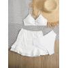 imageGirls 3 Piece Bikini Sets High Waisted O Ring Wireless Swimsuits Bathing Suit with Cover Up SkirtsWhite