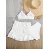 imageGirls 3 Piece Bikini Sets High Waisted O Ring Wireless Swimsuits Bathing Suit with Cover Up SkirtsWhite