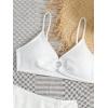 imageGirls 3 Piece Bikini Sets High Waisted O Ring Wireless Swimsuits Bathing Suit with Cover Up SkirtsWhite