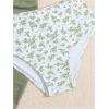 imageGirls 3 Piece Swimsuits Floral High Waisted Bikini Bathing Suit with Mesh Coverups SkirtArmy Green