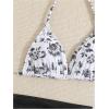 imageGirls 3 Piece Swimsuits Floral High Waisted Bikini Bathing Suit with Mesh Coverups SkirtBlack and White