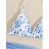 imageGirls 3 Piece Swimsuits Floral High Waisted Bikini Bathing Suit with Mesh Coverups SkirtBlue