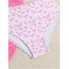imageGirls 3 Piece Swimsuits Floral High Waisted Bikini Bathing Suit with Mesh Coverups SkirtPink and White