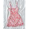 imageGirls Floral Mesh Ruched Bust Mini Dress Spaghetti Strap Vacation Summer Cami DressesBlue White