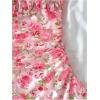 imageGirls Floral Mesh Ruched Bust Mini Dress Spaghetti Strap Vacation Summer Cami DressesBlue White