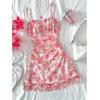 imageGirls Floral Mesh Ruched Bust Mini Dress Spaghetti Strap Vacation Summer Cami DressesBlue White