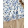 imageGirls Floral Mesh Ruched Bust Mini Dress Spaghetti Strap Vacation Summer Cami DressesBlue and White