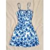 imageGirls Floral Mesh Ruched Bust Mini Dress Spaghetti Strap Vacation Summer Cami DressesDeep Blue