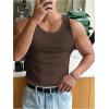 imageMens Summer Tank Top Scoop Neck Knit Gym Workout Muscle Tank Undershirt Sleeveless ShirtsCoffee Brown