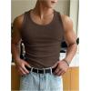 imageMens Summer Tank Top Scoop Neck Knit Gym Workout Muscle Tank Undershirt Sleeveless ShirtsCoffee Brown