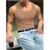 imageMens Summer Tank Top Scoop Neck Knit Gym Workout Muscle Tank Undershirt Sleeveless ShirtsDark Apricot