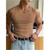 imageMens Summer Tank Top Scoop Neck Knit Gym Workout Muscle Tank Undershirt Sleeveless ShirtsDark Apricot