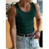 imageMens Summer Tank Top Scoop Neck Knit Gym Workout Muscle Tank Undershirt Sleeveless ShirtsDark Green