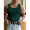 imageMens Summer Tank Top Scoop Neck Knit Gym Workout Muscle Tank Undershirt Sleeveless ShirtsDark Green