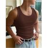 imageMens Summer Tank Top Scoop Neck Knit Gym Workout Muscle Tank Undershirt Sleeveless ShirtsDeep Brown