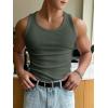 imageMens Summer Tank Top Scoop Neck Knit Gym Workout Muscle Tank Undershirt Sleeveless ShirtsDeep Green