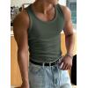 imageMens Summer Tank Top Scoop Neck Knit Gym Workout Muscle Tank Undershirt Sleeveless ShirtsDeep Green