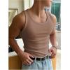 imageMens Summer Tank Top Scoop Neck Knit Gym Workout Muscle Tank Undershirt Sleeveless ShirtsDeep Khaki
