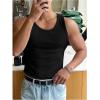 imageMens Summer Tank Top Scoop Neck Knit Gym Workout Muscle Tank Undershirt Sleeveless ShirtsPlain Black