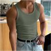 imageMens Summer Tank Top Scoop Neck Knit Gym Workout Muscle Tank Undershirt Sleeveless ShirtsPlain Green