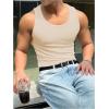 imageMens Summer Tank Top Scoop Neck Knit Gym Workout Muscle Tank Undershirt Sleeveless ShirtsPure Apricot