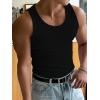 imageMens Summer Tank Top Scoop Neck Knit Gym Workout Muscle Tank Undershirt Sleeveless ShirtsPure Black