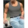 imageMens Summer Tank Top Scoop Neck Knit Gym Workout Muscle Tank Undershirt Sleeveless ShirtsPure Deep Grey