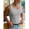 imageMens Summer Tank Top Scoop Neck Knit Gym Workout Muscle Tank Undershirt Sleeveless ShirtsPure Light Grey