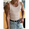 imageMens Summer Tank Top Scoop Neck Knit Gym Workout Muscle Tank Undershirt Sleeveless ShirtsSolid Apricot