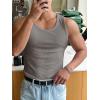 imageMens Summer Tank Top Scoop Neck Knit Gym Workout Muscle Tank Undershirt Sleeveless ShirtsSolid Grey