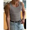 imageMens Summer Tank Top Scoop Neck Knit Gym Workout Muscle Tank Undershirt Sleeveless ShirtsSolid Grey