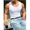 imageMens Summer Tank Top Scoop Neck Knit Gym Workout Muscle Tank Undershirt Sleeveless ShirtsWhite