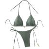 imageRoseSeeek Womens 2 Piece Swimsuit Halter Triangle Ruched High Cut Bathing Suit Thong Cheeky Bikini SetArmy Green