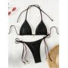 imageRoseSeeek Womens 2 Piece Swimsuit Halter Triangle Ruched High Cut Bathing Suit Thong Cheeky Bikini SetBlack