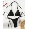 imageRoseSeeek Womens 2 Piece Swimsuit Halter Triangle Ruched High Cut Bathing Suit Thong Cheeky Bikini SetBlack
