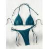 imageRoseSeeek Womens 2 Piece Swimsuit Halter Triangle Ruched High Cut Bathing Suit Thong Cheeky Bikini SetDark Green