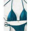 imageRoseSeeek Womens 2 Piece Swimsuit Halter Triangle Ruched High Cut Bathing Suit Thong Cheeky Bikini SetDark Green