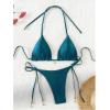 imageRoseSeeek Womens 2 Piece Swimsuit Halter Triangle Ruched High Cut Bathing Suit Thong Cheeky Bikini SetDark Green