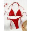 imageRoseSeeek Womens 2 Piece Swimsuit Halter Triangle Ruched High Cut Bathing Suit Thong Cheeky Bikini SetRed