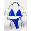 imageRoseSeeek Womens 2 Piece Swimsuit Halter Triangle Ruched High Cut Bathing Suit Thong Cheeky Bikini SetRoyal Blue
