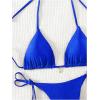 imageRoseSeeek Womens 2 Piece Swimsuit Halter Triangle Ruched High Cut Bathing Suit Thong Cheeky Bikini SetRoyal Blue