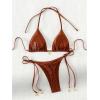 imageRoseSeeek Womens 2 Piece Swimsuit Halter Triangle Ruched High Cut Bathing Suit Thong Cheeky Bikini SetRust Brown